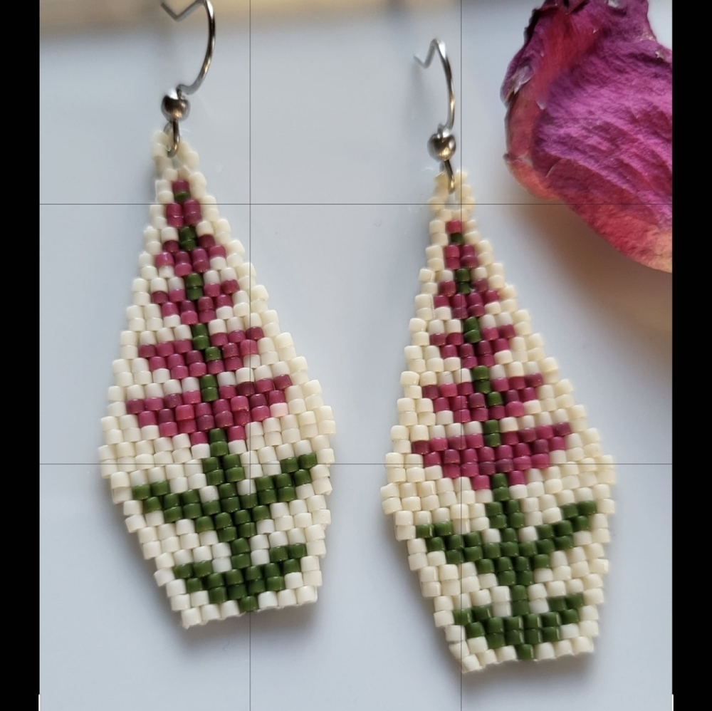 New fireweed beaded earrings